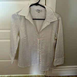 Ribbed button-down white long sleeved shirt (AMAZING QUALITY)